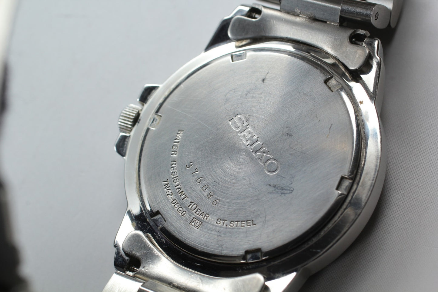 Vtg.1993 [N MINT] SEIKO 7N42-0BG0 38.5mm Day Black Quartz Men's Watch From JAPAN