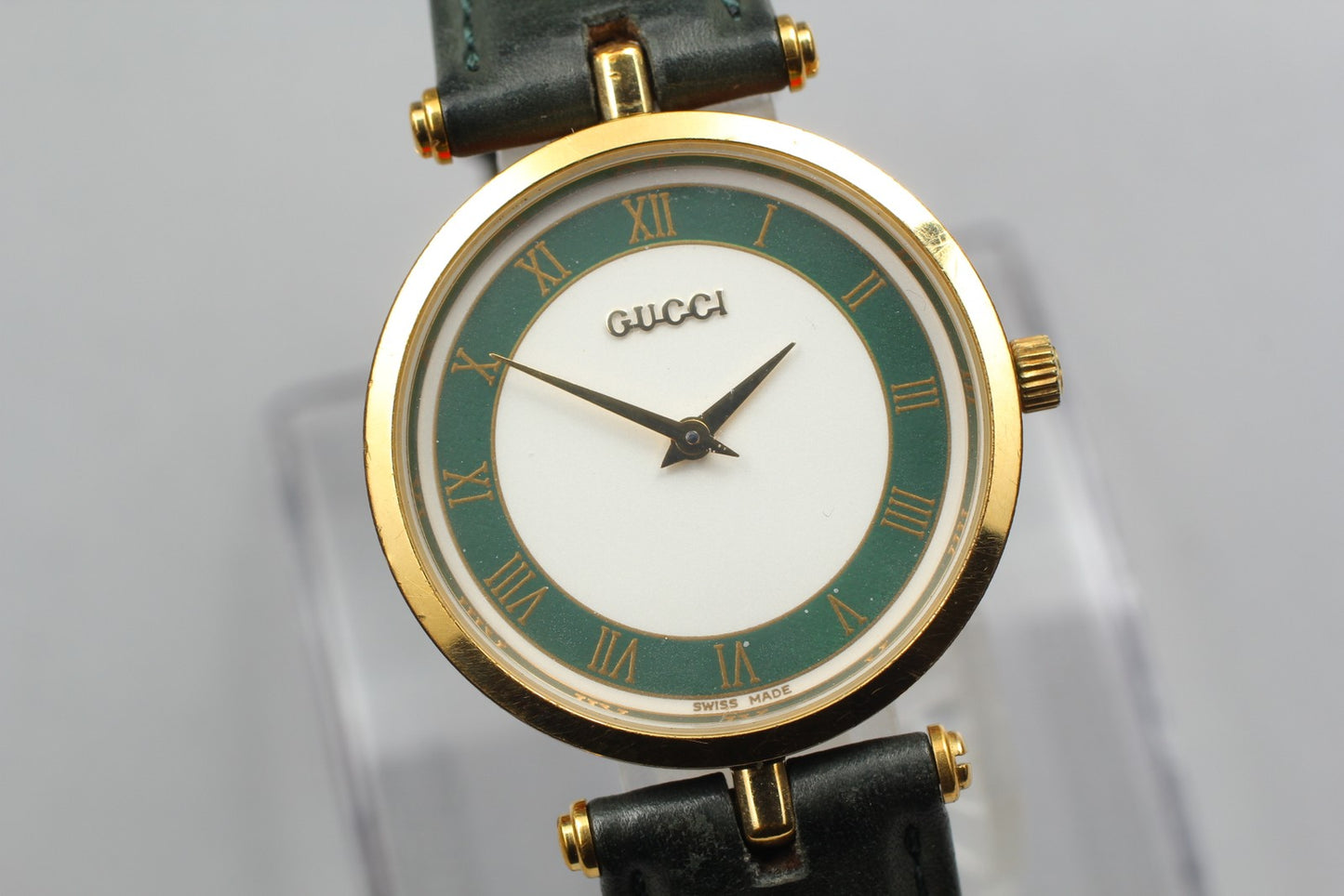 Vtg.[Exc+5] GUCCI 2000M Sherry Line 30mm Round Roman Quartz Men's Watch JAPAN