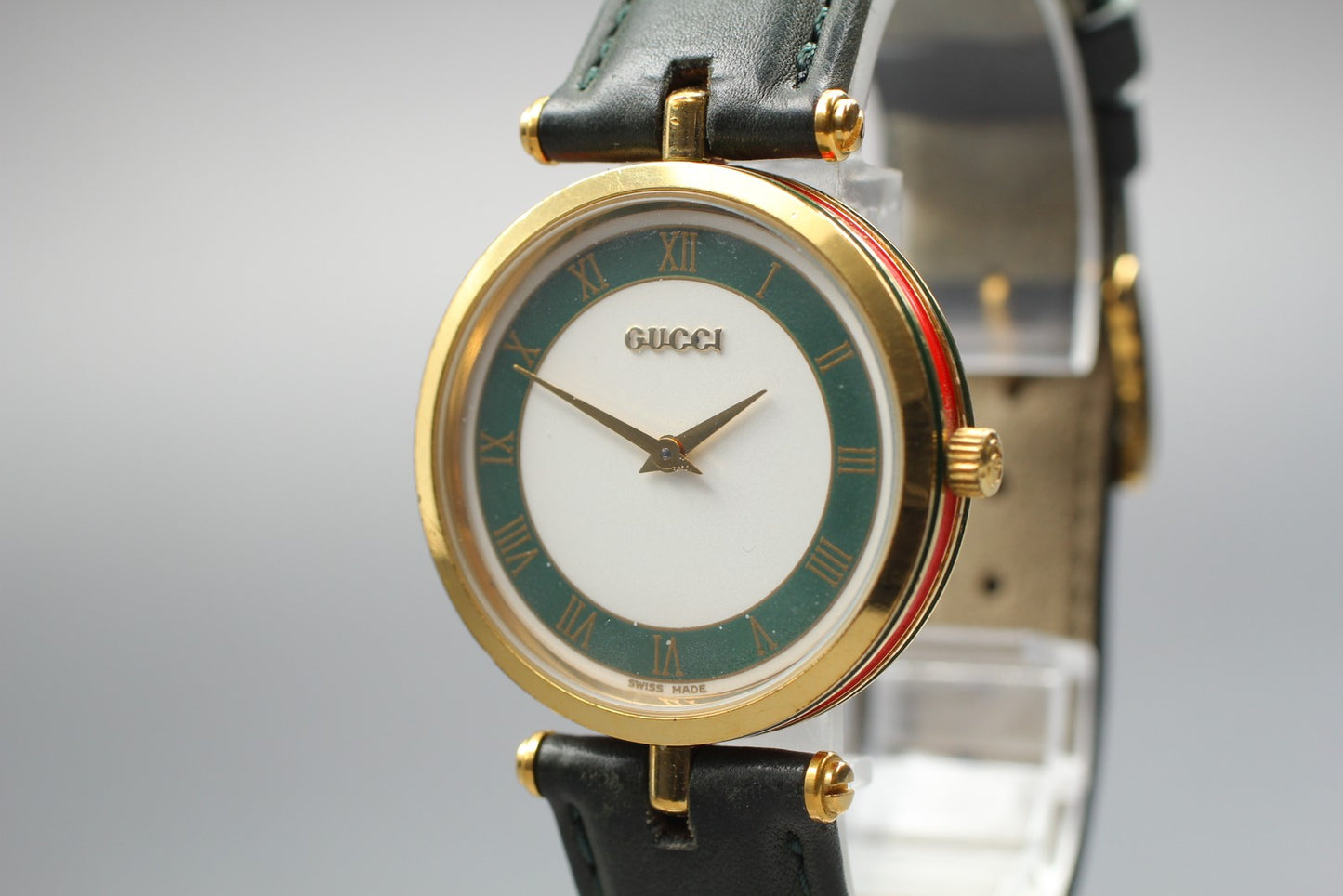 Vtg.[Exc+5] GUCCI 2000M Sherry Line 30mm Round Roman Quartz Men's Watch JAPAN