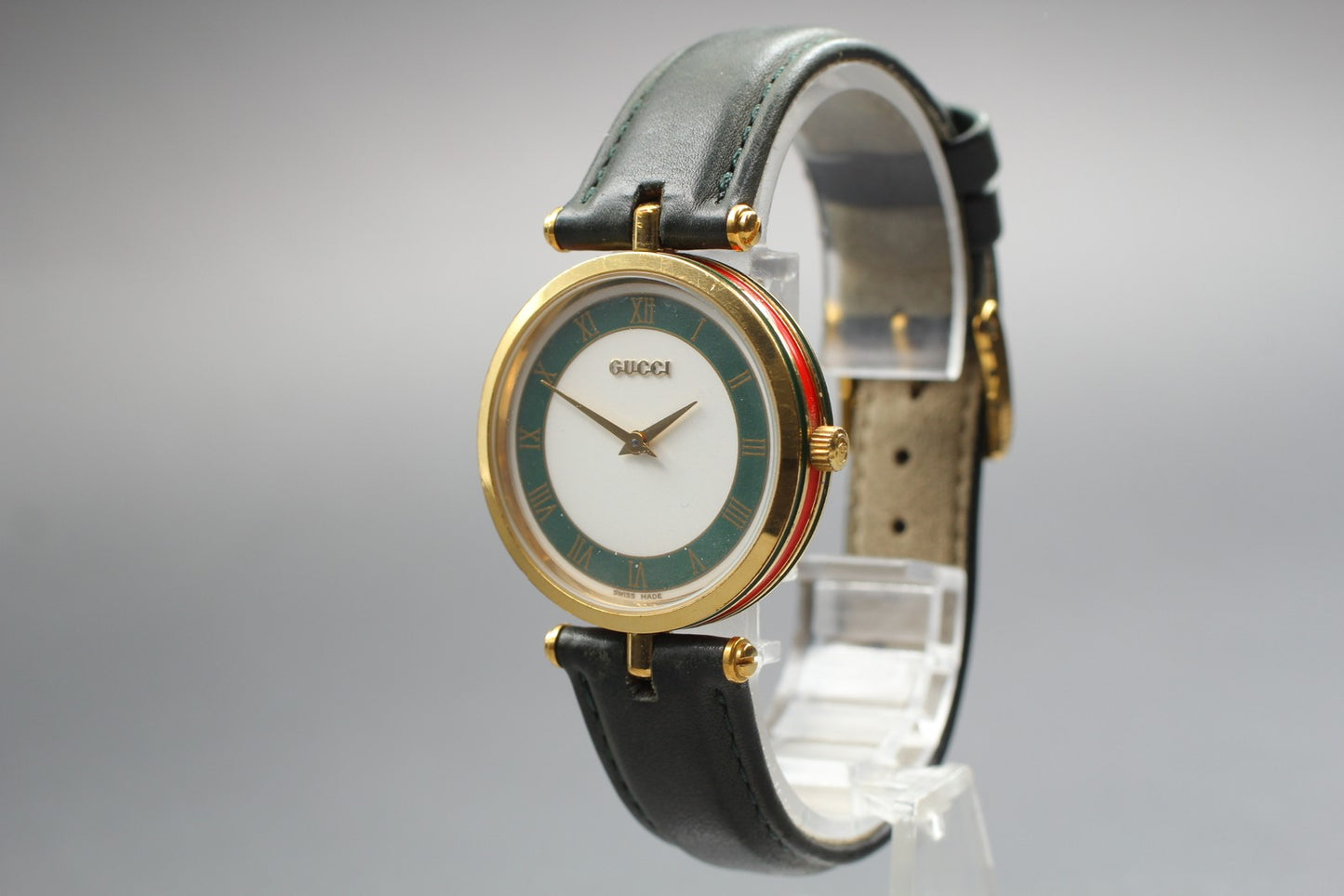 Vtg.[Exc+5] GUCCI 2000M Sherry Line 30mm Round Roman Quartz Men's Watch JAPAN