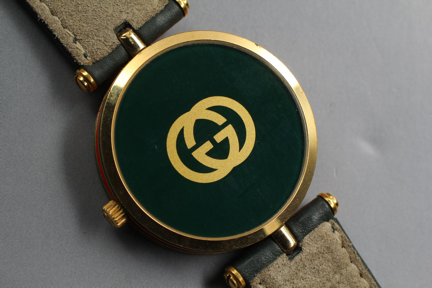 Vtg.[Exc+5] GUCCI 2000M Sherry Line 30mm Round Roman Quartz Men's Watch JAPAN
