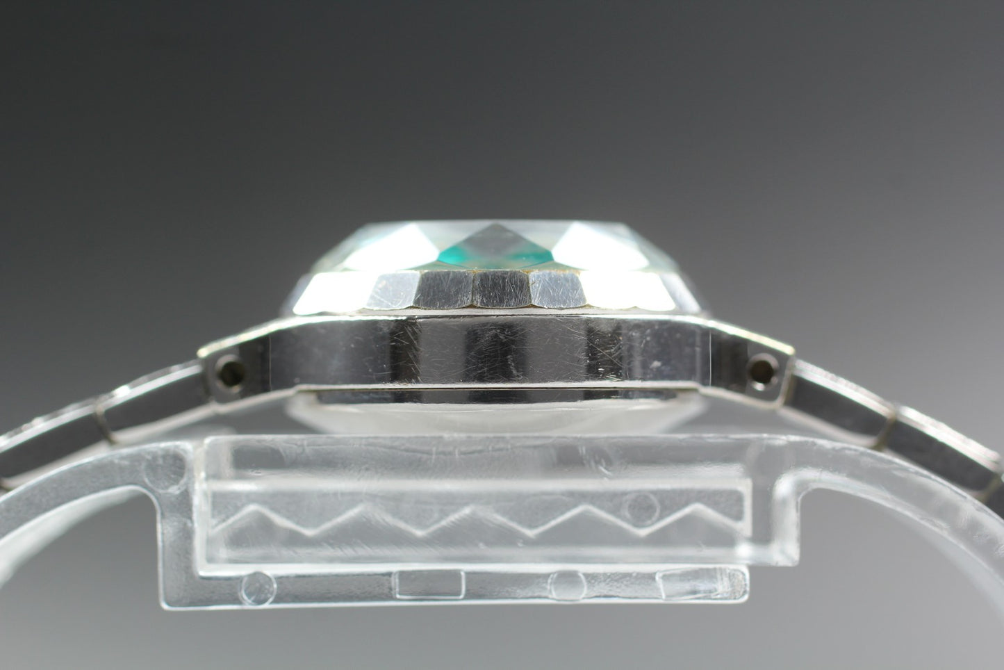 Vtg.1974 [N MINT]SEIKO 1140-0240 Cut-Glass 20mm Green Manual Ladies Watch JAPAN