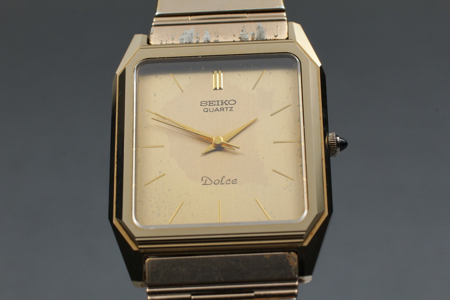 Vin.1992 [Exc+4] SEIKO Dolce 7731-5051 Tank 27mm Gold Quartz Men's Watch JAPAN