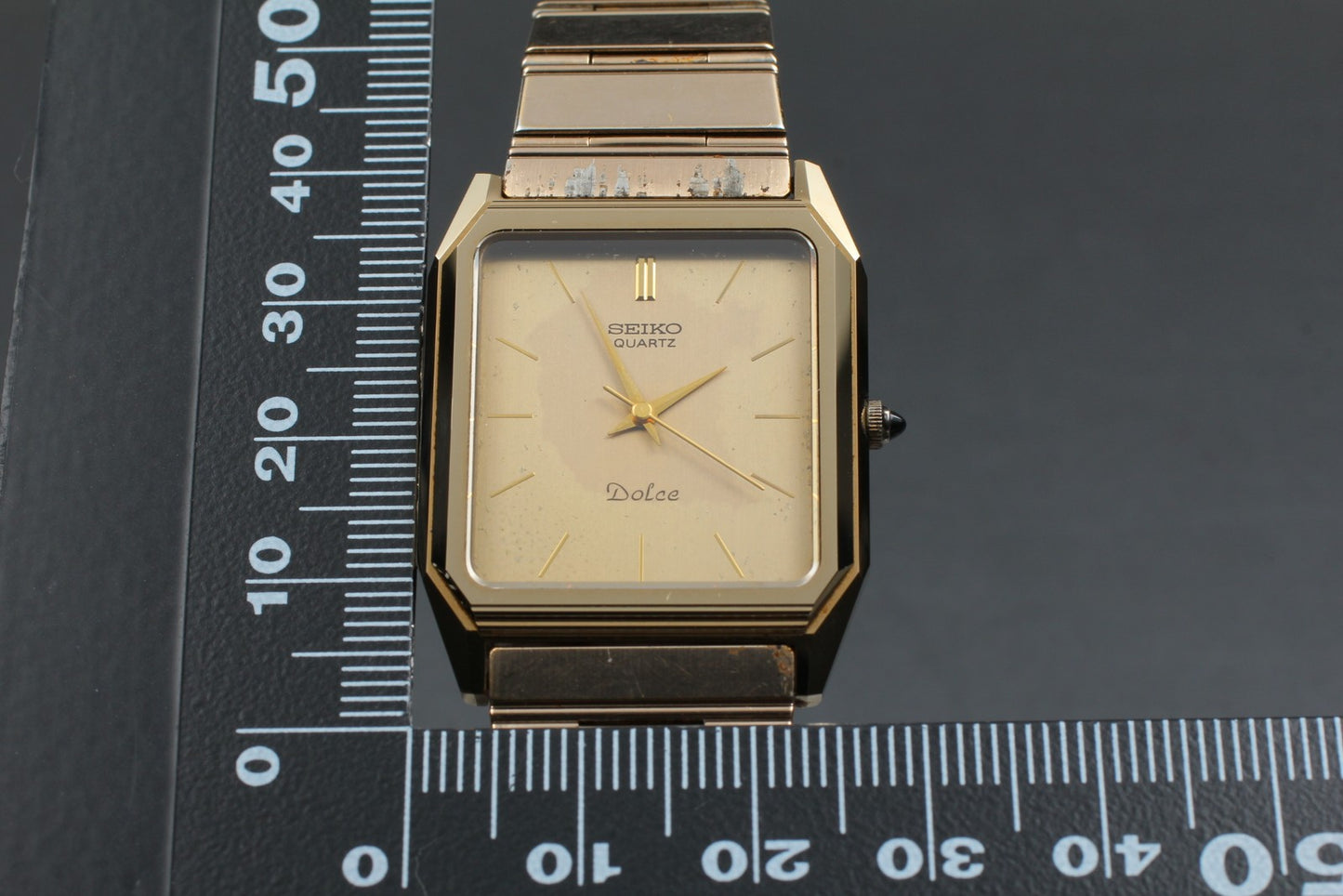 Vin.1992 [Exc+4] SEIKO Dolce 7731-5051 Tank 27mm Gold Quartz Men's Watch JAPAN