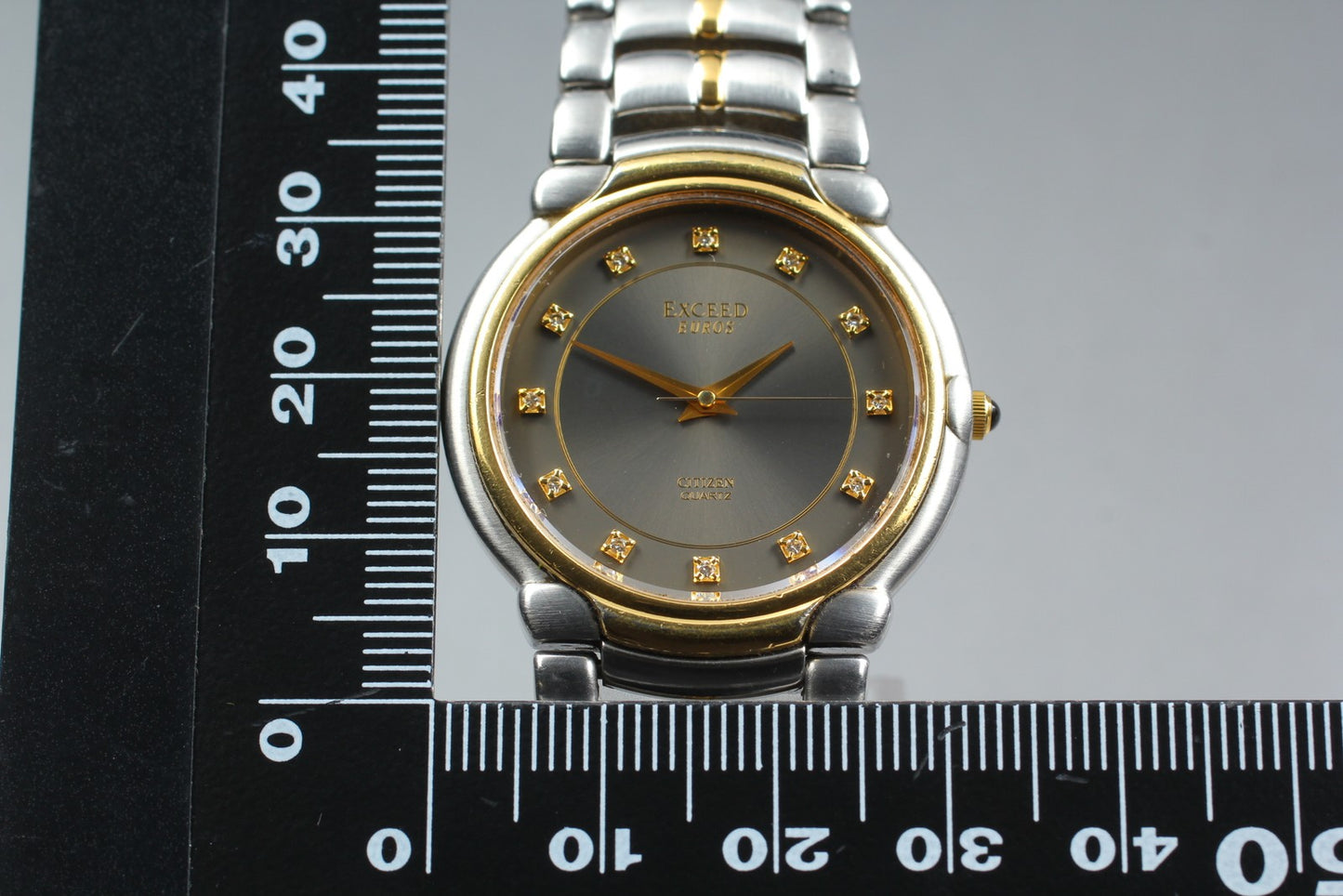 Vtg.1992 [N MINT] CITIZEN EXCEDO 5639-F60935 diamond Quartz Men's Watch JAPAN