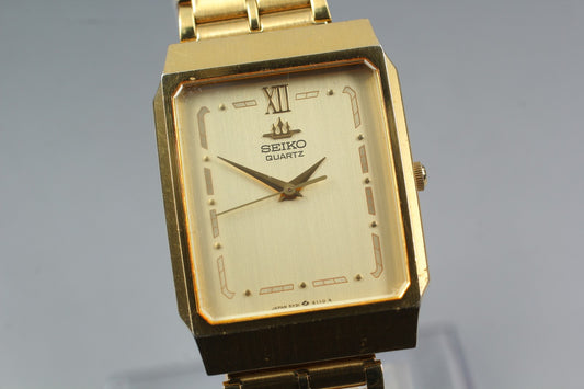 Vtg.1986 [N MINT] SEIKO Galaxy 5Y31-5000 Tank 25mm Gold Quartz Men's Watch JAPAN