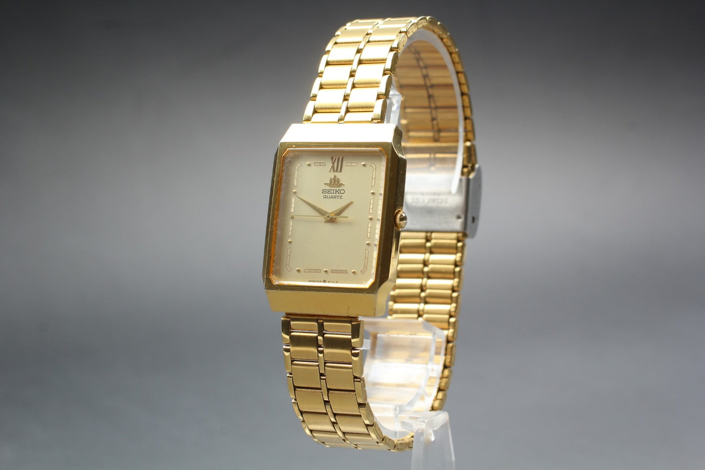 Vtg.1986 [N MINT] SEIKO Galaxy 5Y31-5000 Tank 25mm Gold Quartz Men's Watch JAPAN