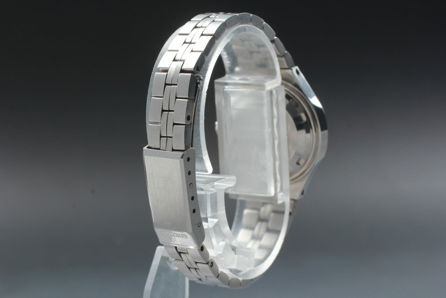 Vtg.1983 [N MINT] Seiko 2206-0320 Blue Cut-Glass Automatic Ladies Watch JAPAN