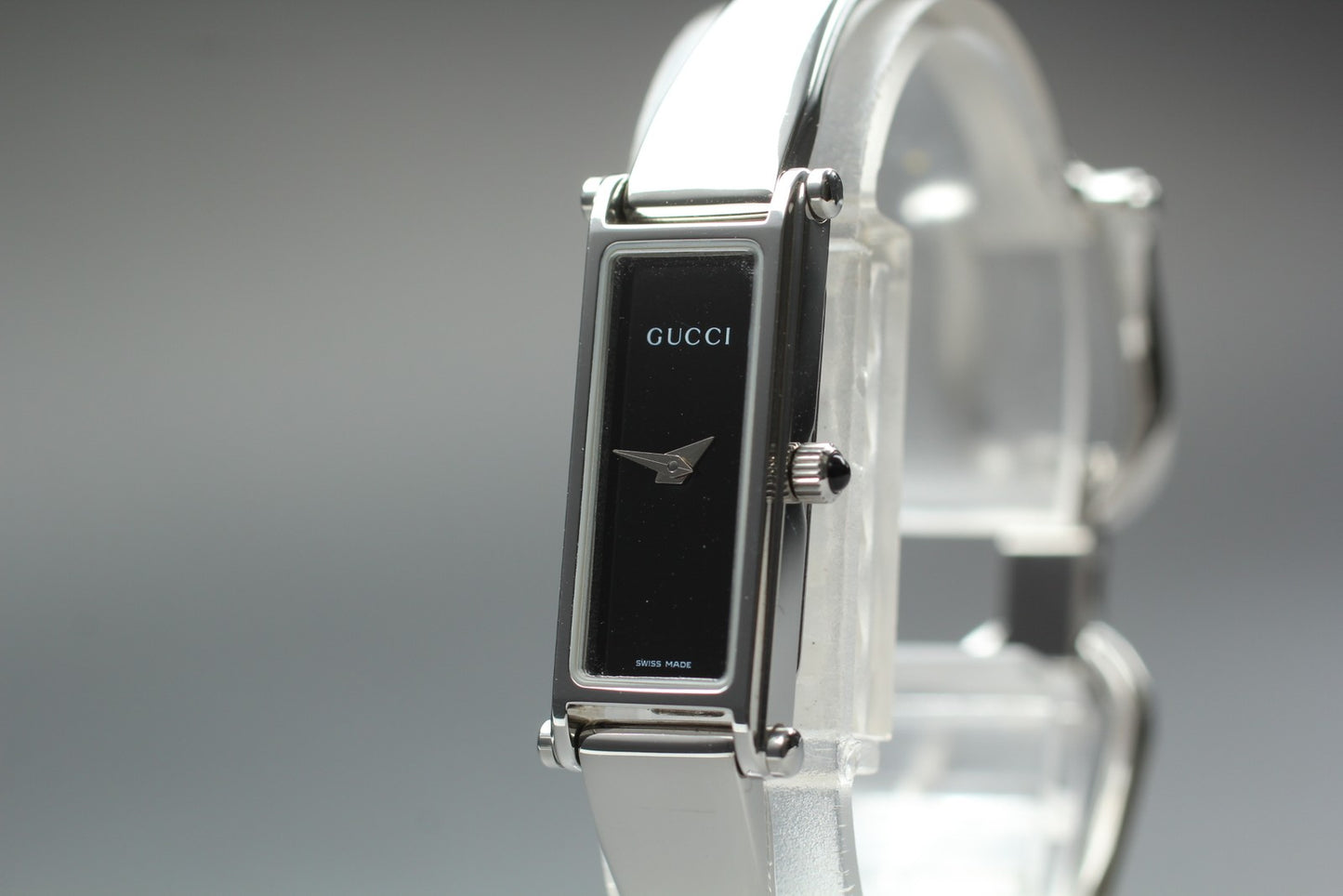 Vintage [N MINT / New Batt] GUCCI 1500L Silver Bangle Quartz Ladies Watch JAPAN