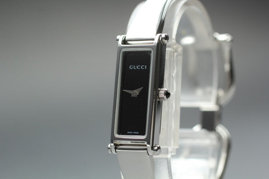 Vintage [N MINT / New Batt] GUCCI 1500L Silver Bangle Quartz Ladies Watch JAPAN