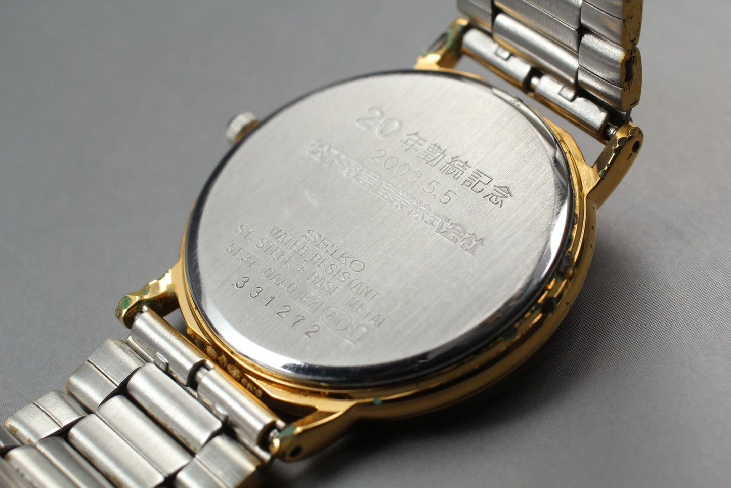 Vtg.2003 [N MINT] SEIKO DOLCE 5E31-0AA0 Roman 31mm Gold Quartz Men's Watch JAPAN