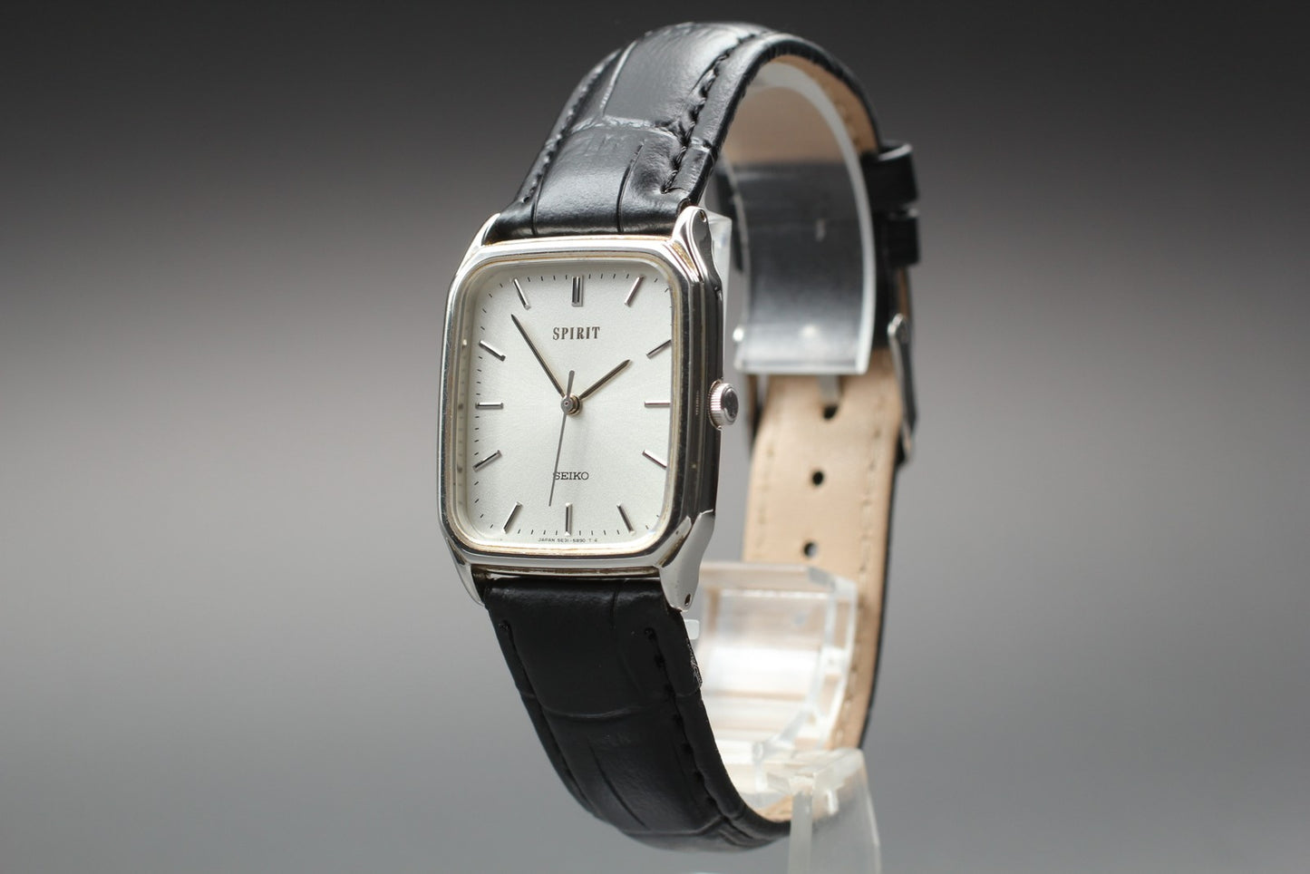 Vin. 1990 [N MINT] SEIKO Spirit 5E31-5B50 Tank Silver Quartz Mens Watch JAPAN