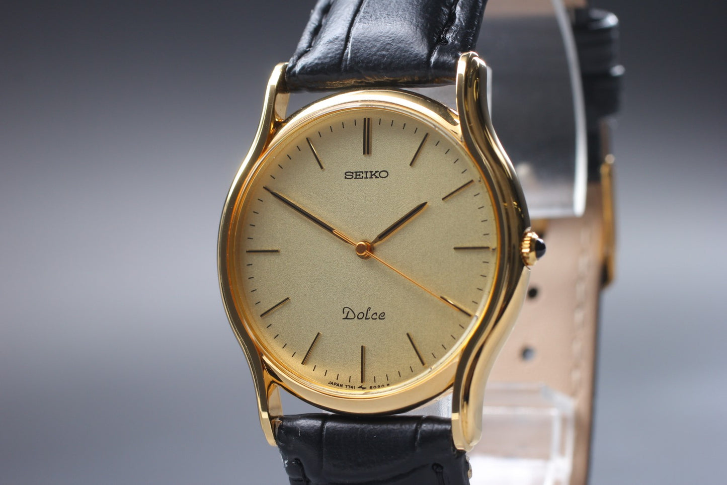 Vtg.1987 [N MINT] SEIKO Dolce 7741-6030 Gold 31mm Quartz Men's Watch From JAPAN