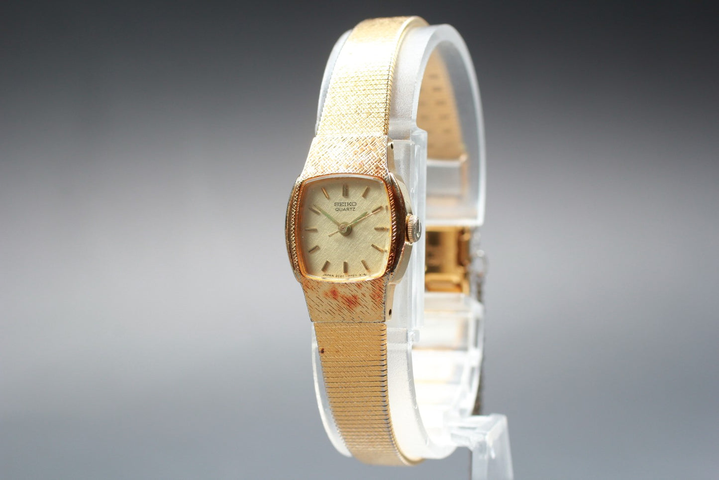 Vtg.1984 [N MINT] SEIKO 2021-5290 16mm Gold Bracelet Quartz Ladies Watch JAPAN