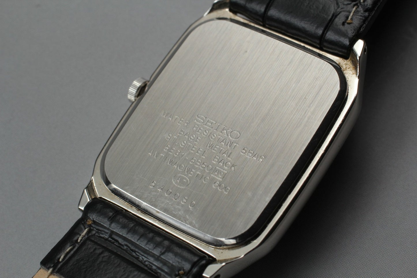 Vin. 1990 [N MINT] SEIKO Spirit 5E31-5B50 Tank Silver Quartz Mens Watch JAPAN