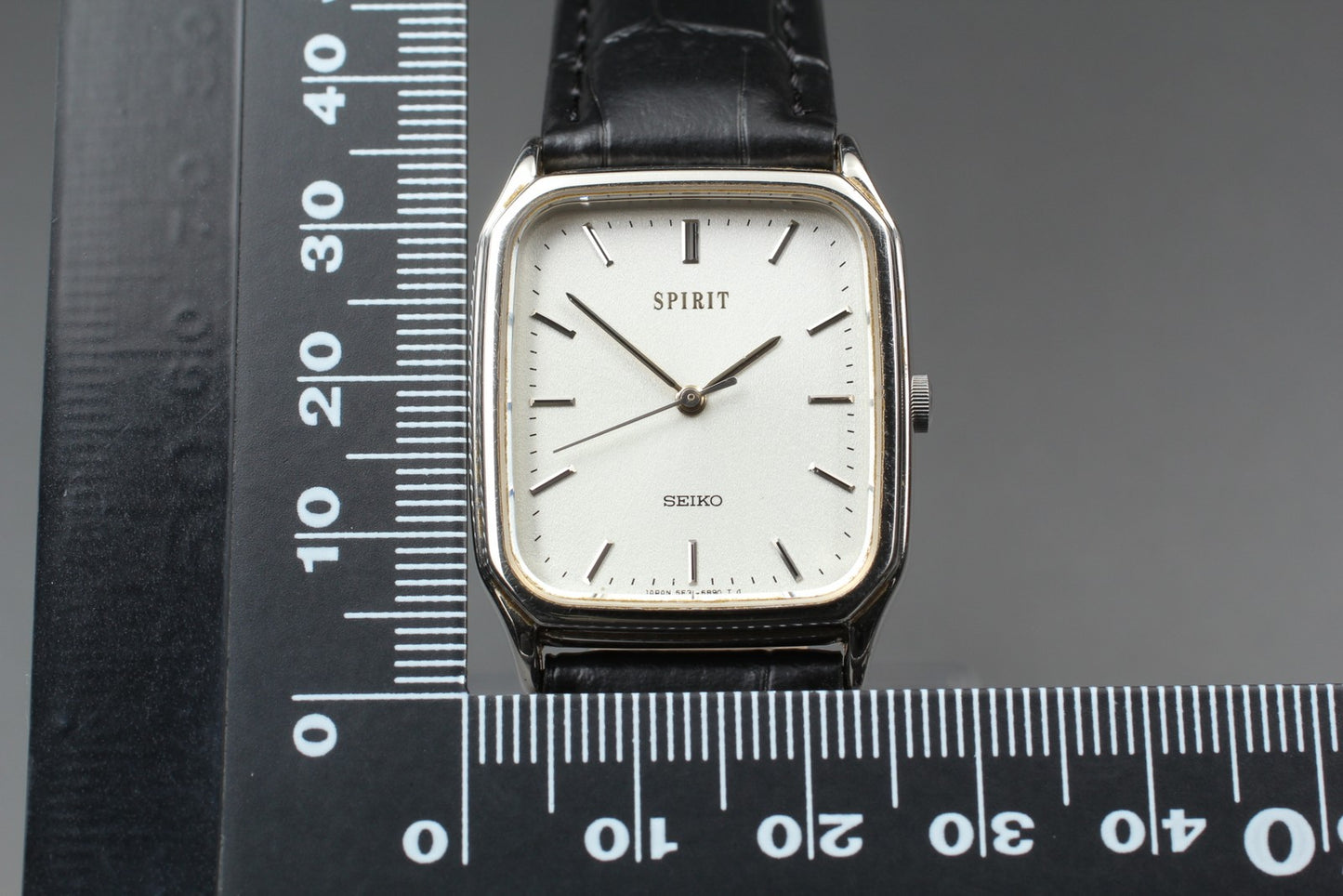 Vin. 1990 [N MINT] SEIKO Spirit 5E31-5B50 Tank Silver Quartz Mens Watch JAPAN