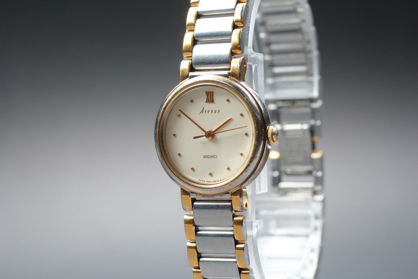 Vin.1990 [N MINT] SEIKO Avenue 4N21-0270 23mm Bracelet Quartz Ladies Watch JAPAN