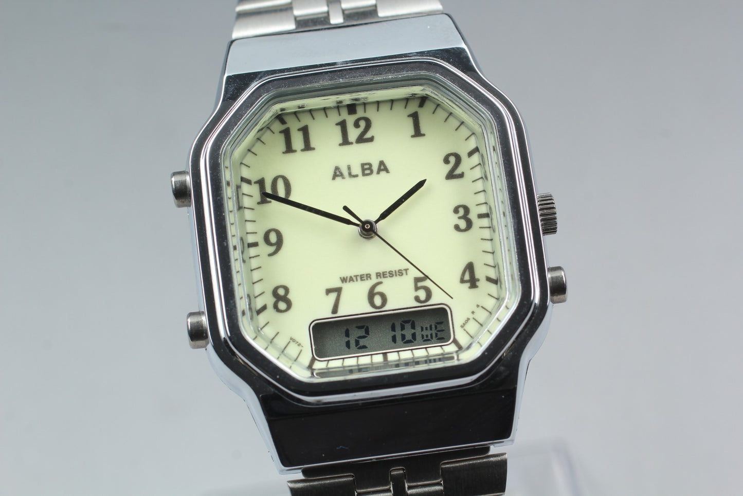 Vin.1993[N MINT] SEIKO ALBA V072-5020 Tank 33m Ana-Digi Quartz Men's Watch JAPAN