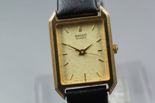 Vtg.1985 [N MINT] SEIKO Socie 7321-5670 Tank 19mm Gold Quartz Ladies Watch JAPAN