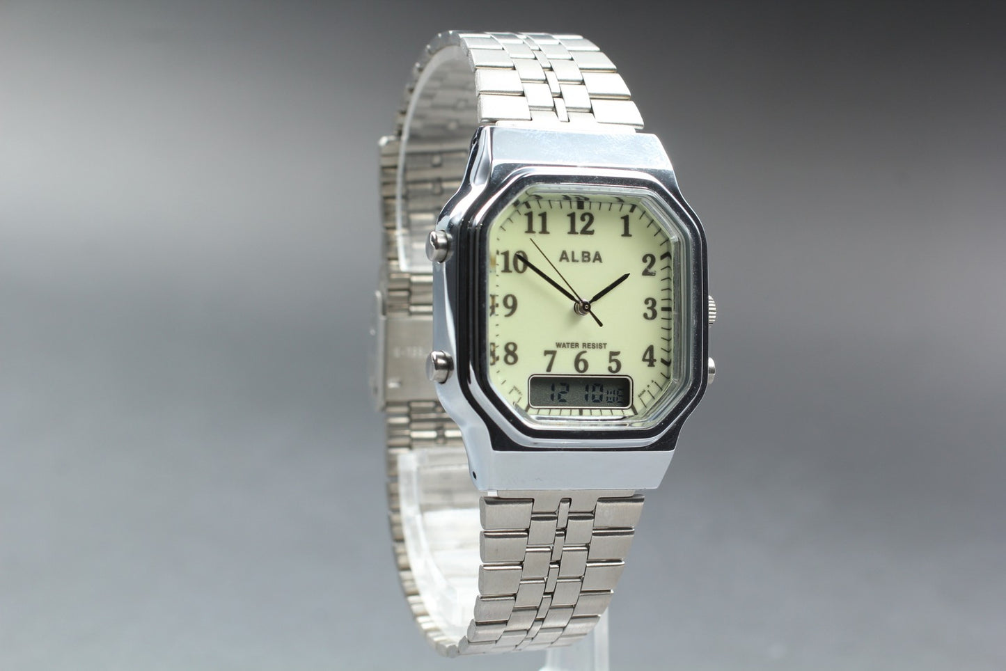 Vin.1993[N MINT] SEIKO ALBA V072-5020 Tank 33m Ana-Digi Quartz Men's Watch JAPAN