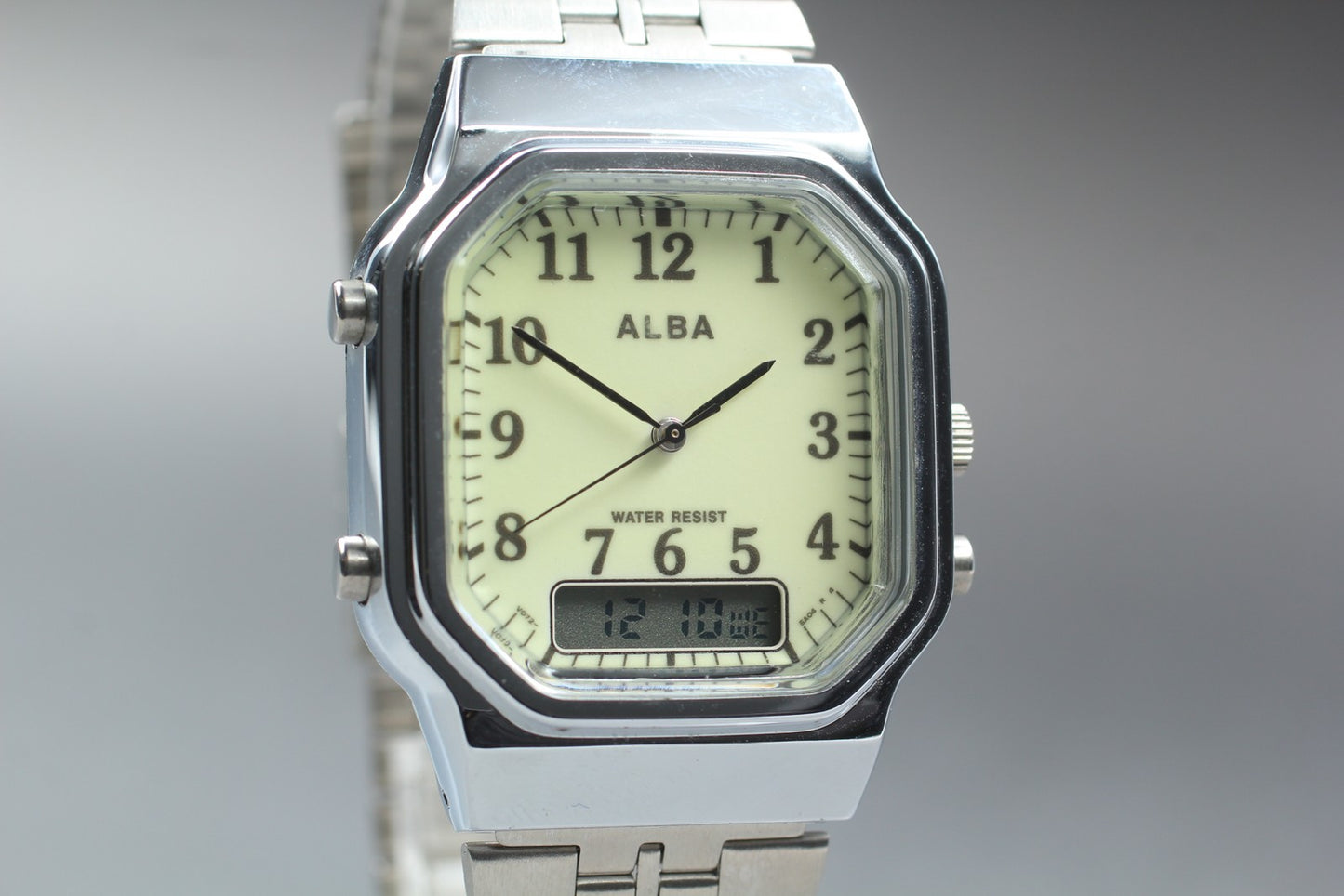 Vin.1993[N MINT] SEIKO ALBA V072-5020 Tank 33m Ana-Digi Quartz Men's Watch JAPAN
