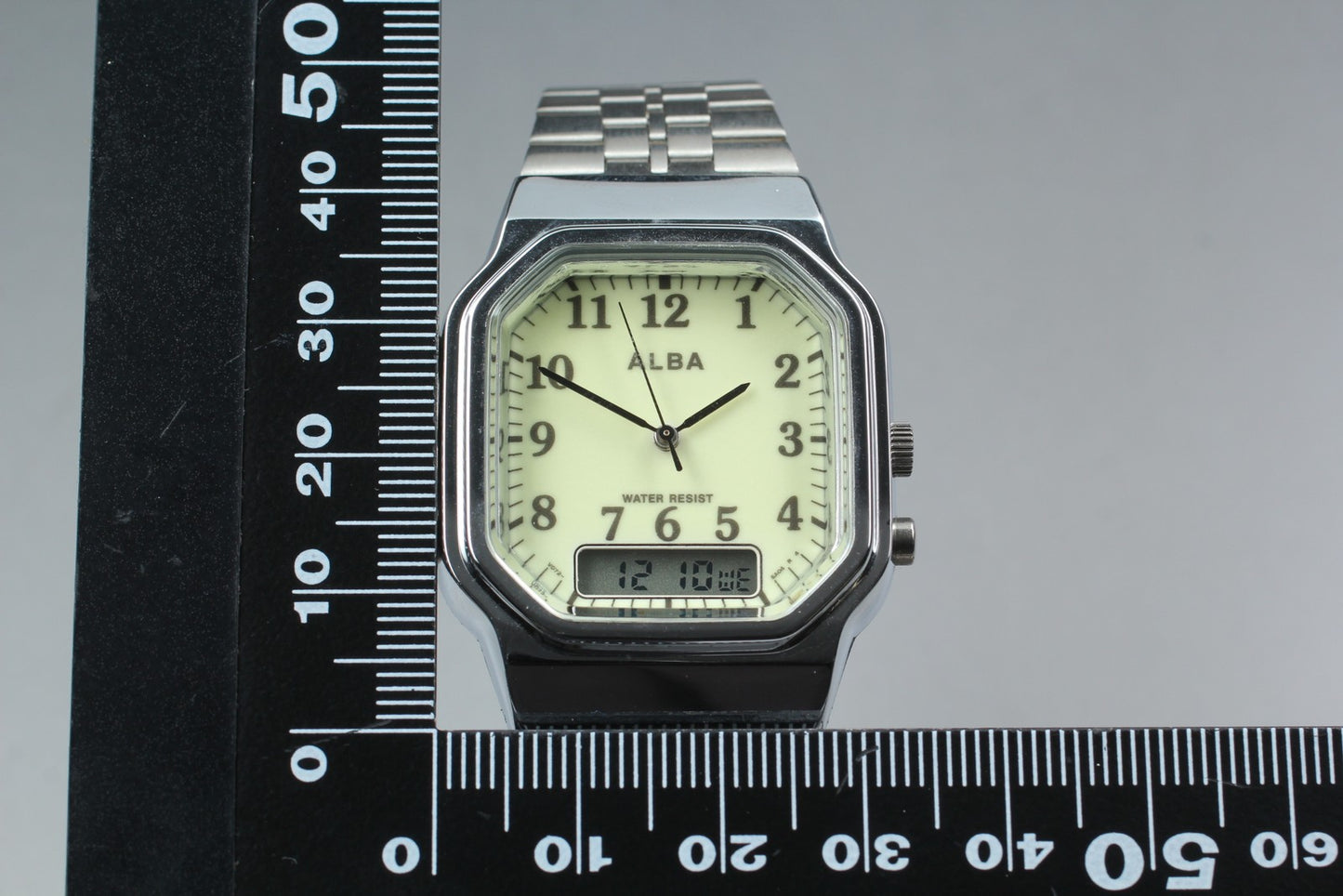 Vin.1993[N MINT] SEIKO ALBA V072-5020 Tank 33m Ana-Digi Quartz Men's Watch JAPAN