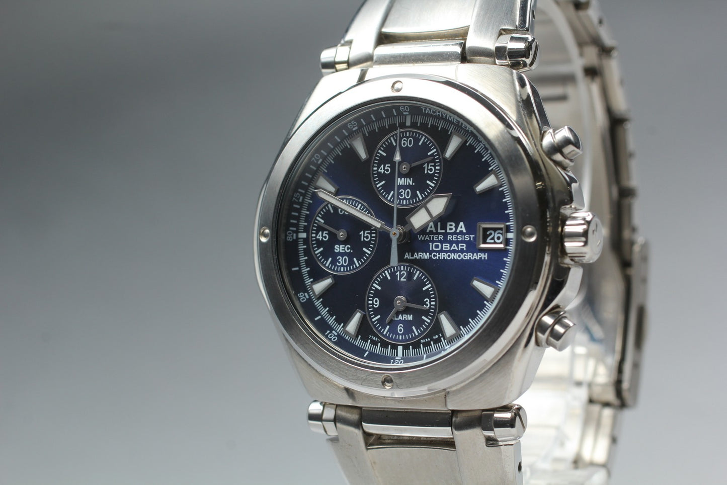 Vtg.1993 [N MINT] SEIKO Alba 7T62-0AW0 38mm Chronograph Quartz Men's Watch JAPAN