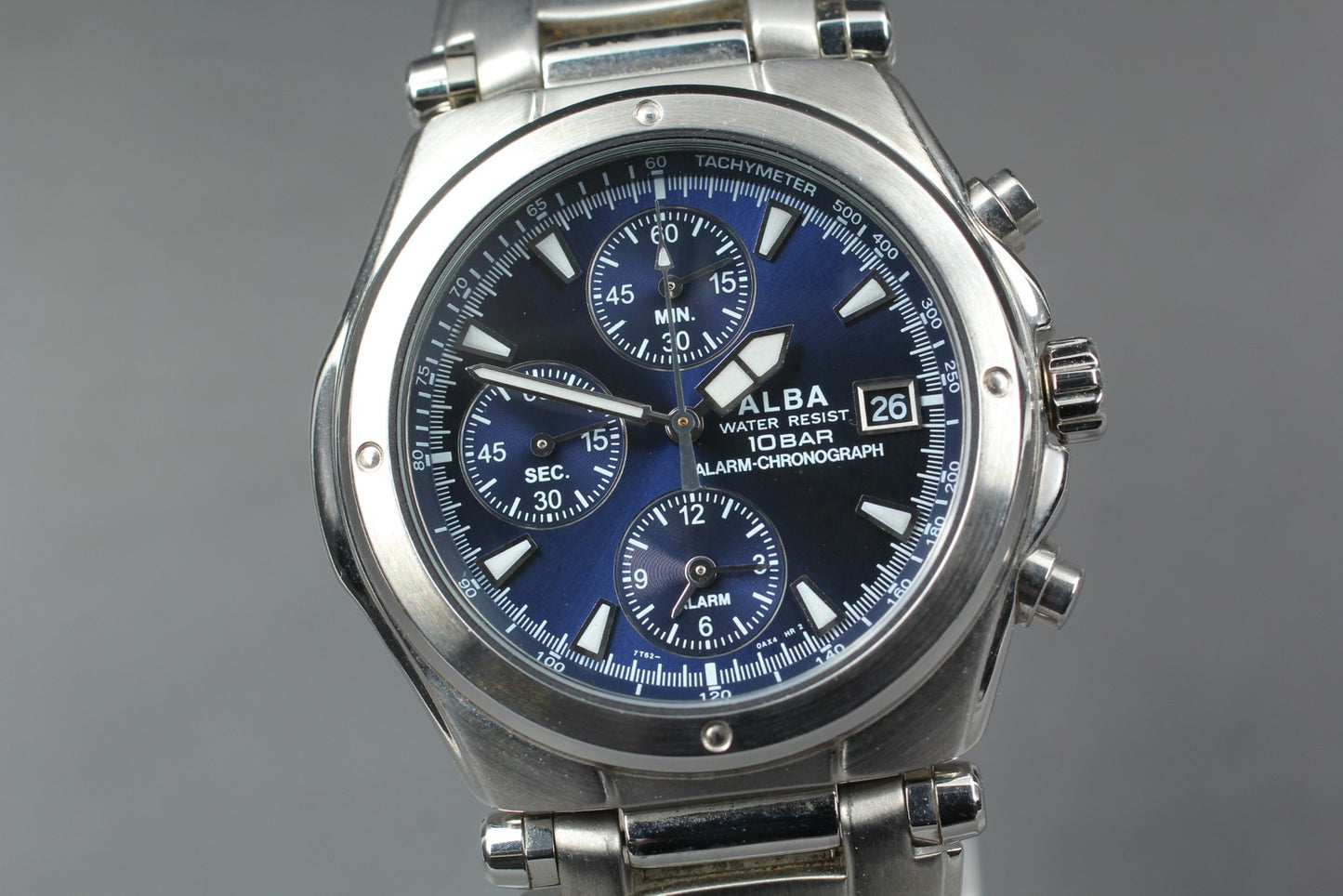 Vtg.1993 [N MINT] SEIKO Alba 7T62-0AW0 38mm Chronograph Quartz Men's Watch JAPAN