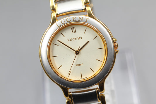 Vtg.1992 [N MINT] SEIKO Lucent 7N01-6160 30mm Two Tone Quartz Men's Watch JAPAN
