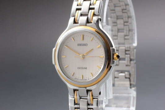 Vtg.1987[N MINT] SEIKO EXCELINE 4J41-0060 Bracelet Quartz Ladies Watch JAPAN