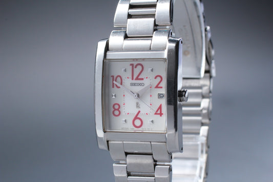 Vtg.1998 [N MINT] SEIKO LUKIA 7N82-0DK0 Date 24mm Tank Quartz Ladies Watch JAPAN