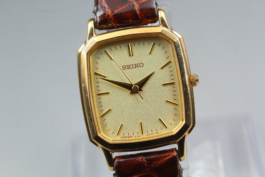Vtg.1985 [N MINT] SEIKO 4J41-0AL0 Tank 21mm Gold Quartz Ladies Watch From JAPAN