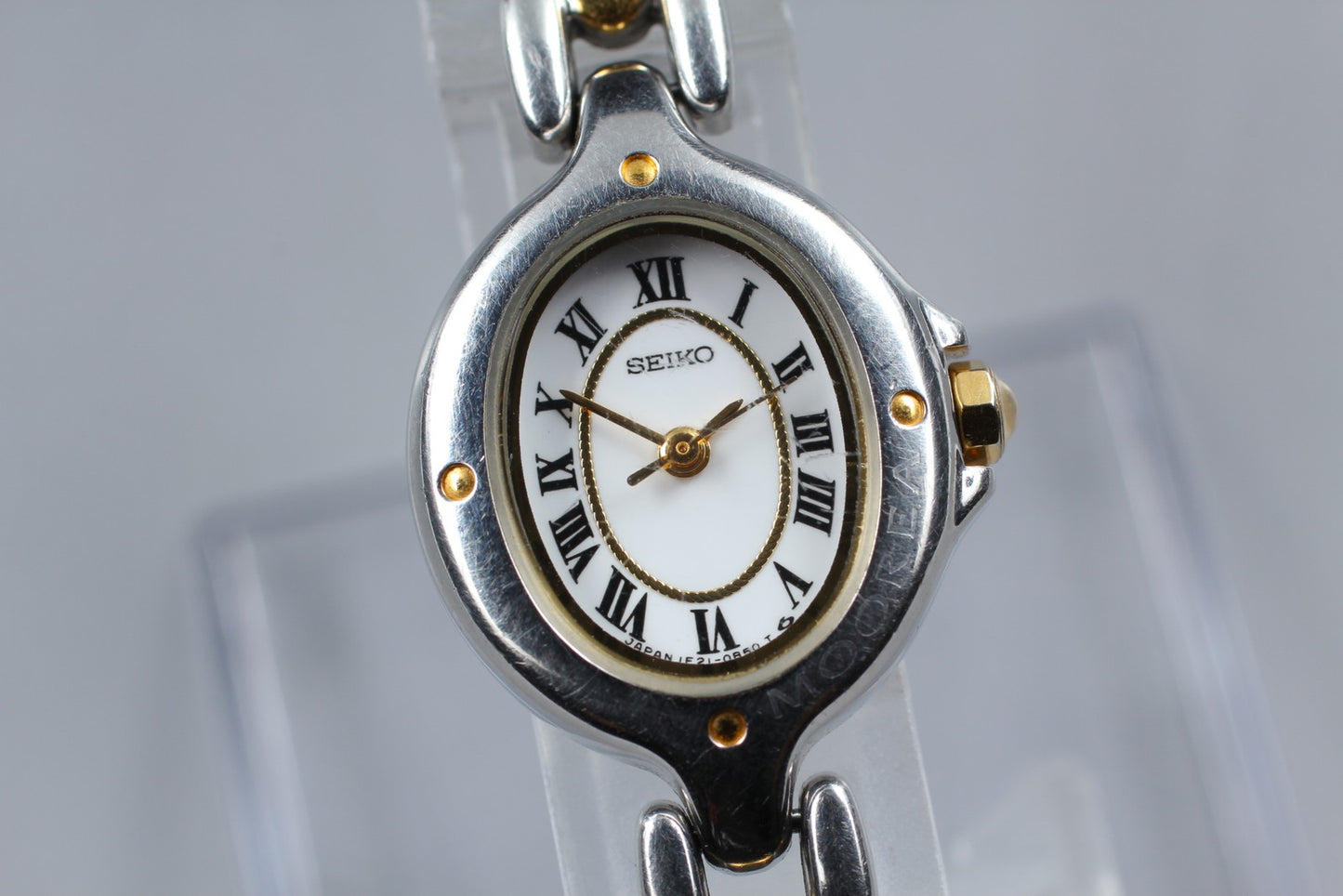 Vtg.1989[N MINT] SEIKO MOOREA 1F21-5A50 Roman Bracelet Quartz Ladies Watch JAPAN