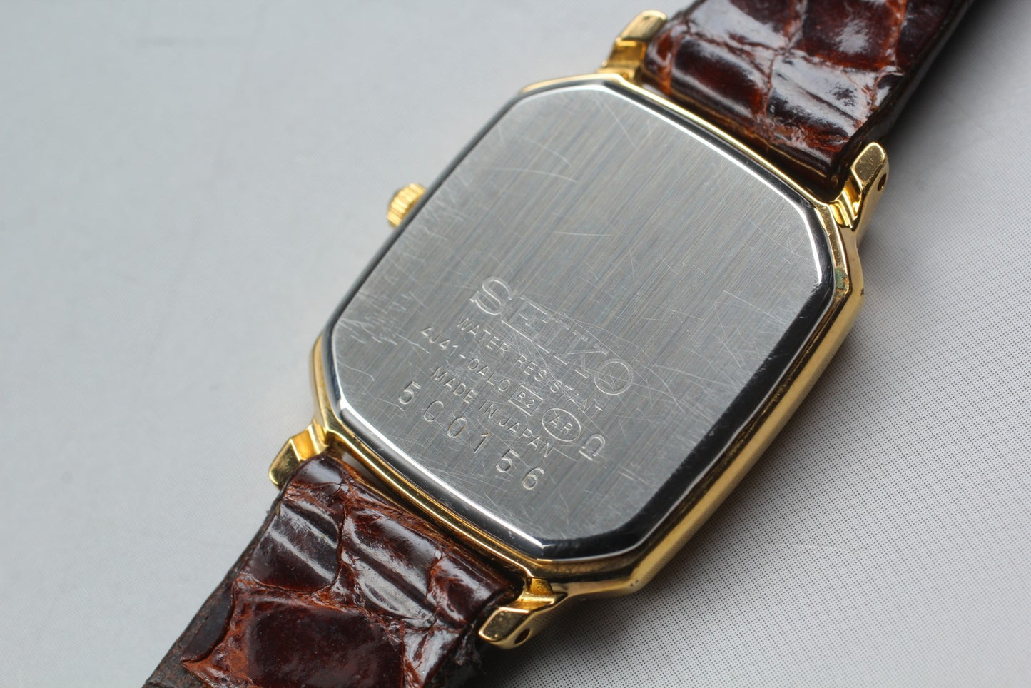 Vtg.1985 [N MINT] SEIKO 4J41-0AL0 Tank 21mm Gold Quartz Ladies Watch From JAPAN