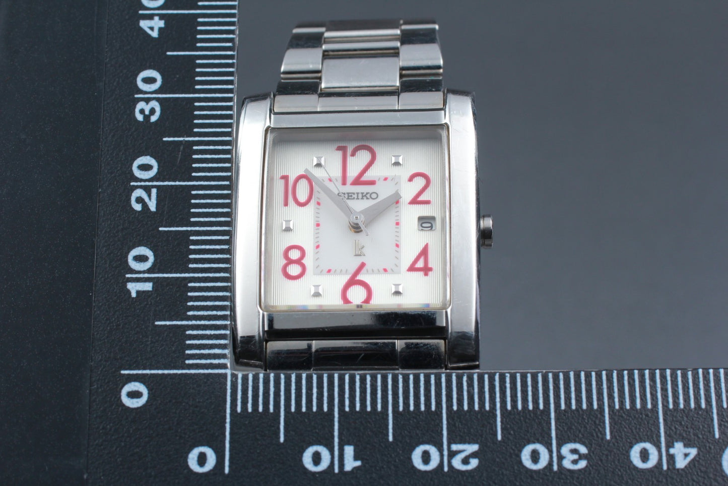Vtg.1998 [N MINT] SEIKO LUKIA 7N82-0DK0 Date 24mm Tank Quartz Ladies Watch JAPAN