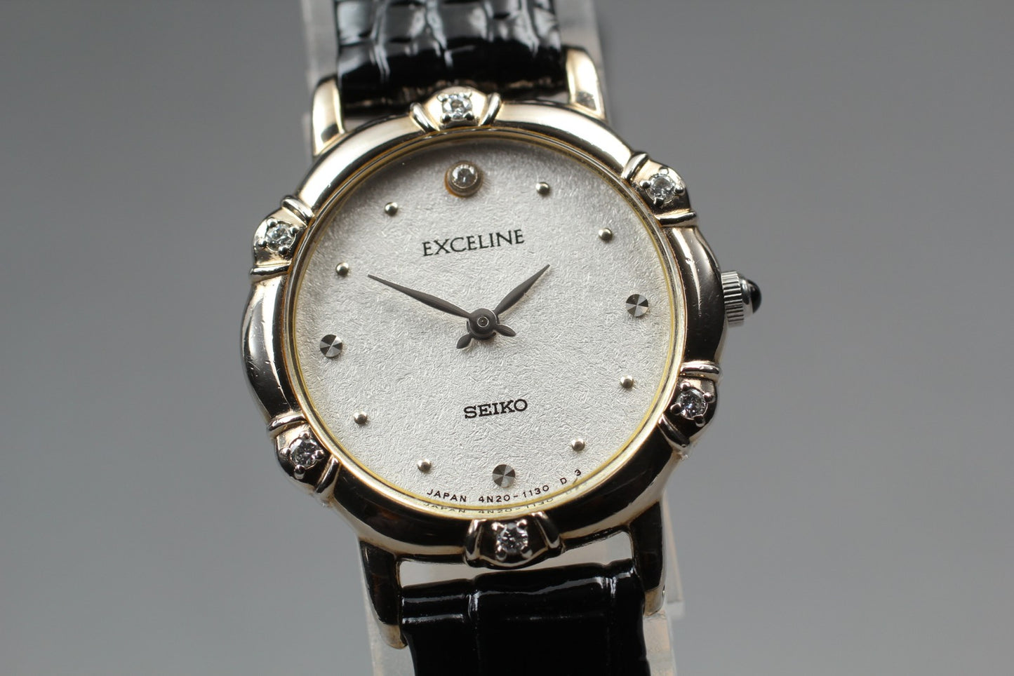Vtg.1991 [N MINT] SEIKO EXCELINE 4N20-0630  Diamond Quartz Ladies Watch JAPAN