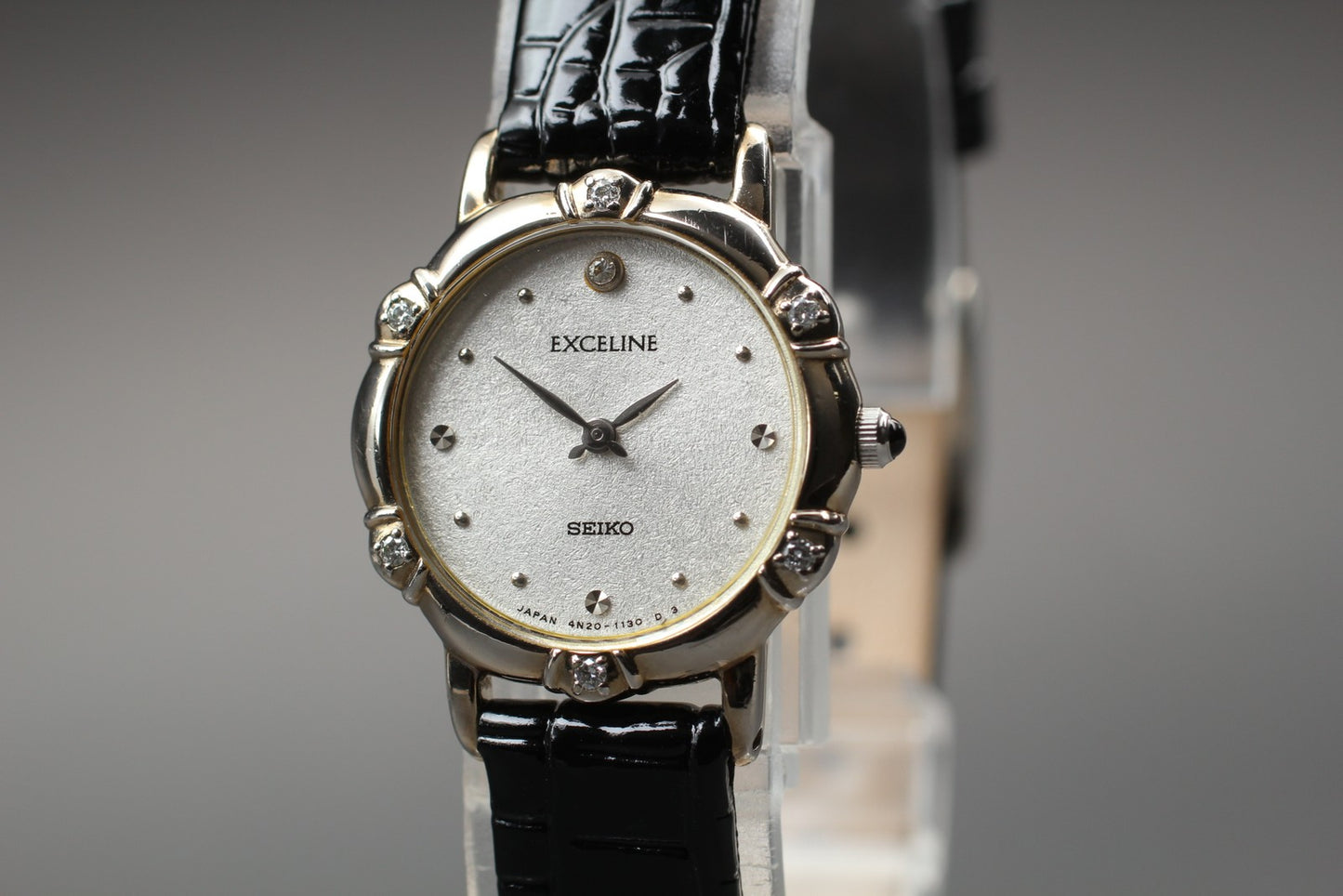 Vtg.1991 [N MINT] SEIKO EXCELINE 4N20-0630  Diamond Quartz Ladies Watch JAPAN