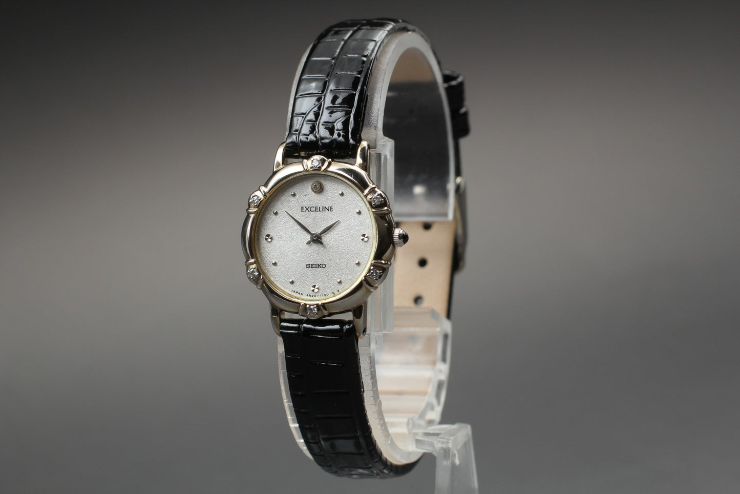 Vtg.1991 [N MINT] SEIKO EXCELINE 4N20-0630  Diamond Quartz Ladies Watch JAPAN