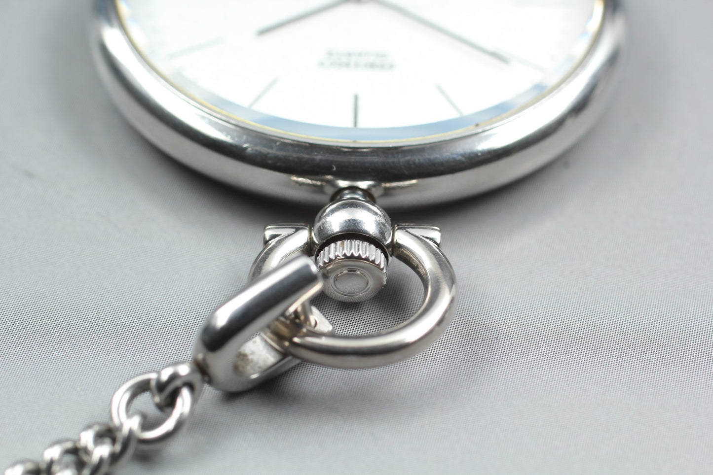 Vin.1985[N MINT] SEIKO 7431-0020 Open Face 37mm Silver Quartz Pocket watch JAPAN