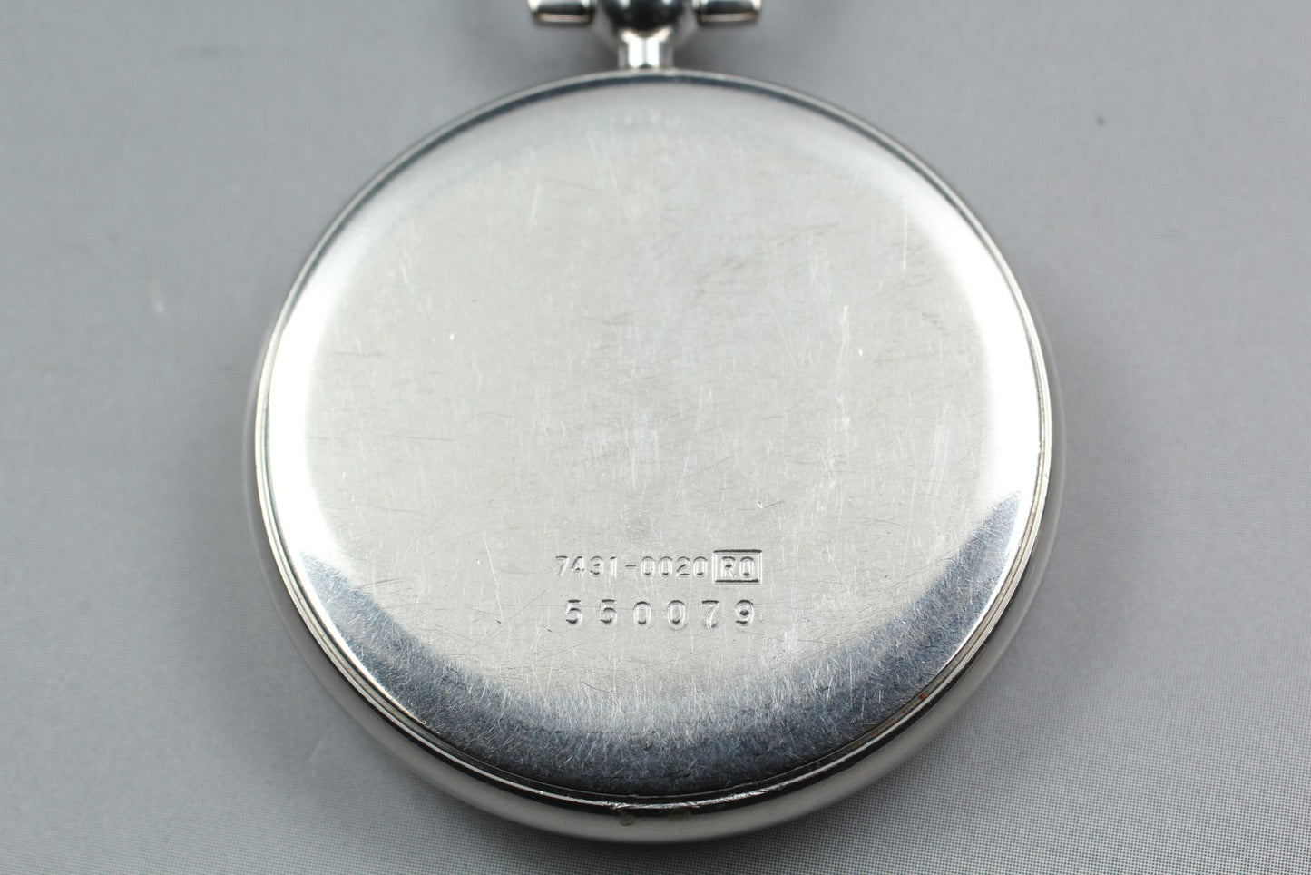 Vin.1985[N MINT] SEIKO 7431-0020 Open Face 37mm Silver Quartz Pocket watch JAPAN
