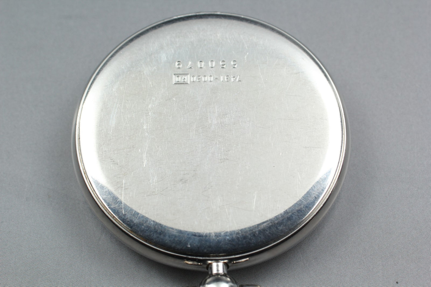 Vin.1985[N MINT] SEIKO 7431-0020 Open Face 37mm Silver Quartz Pocket watch JAPAN