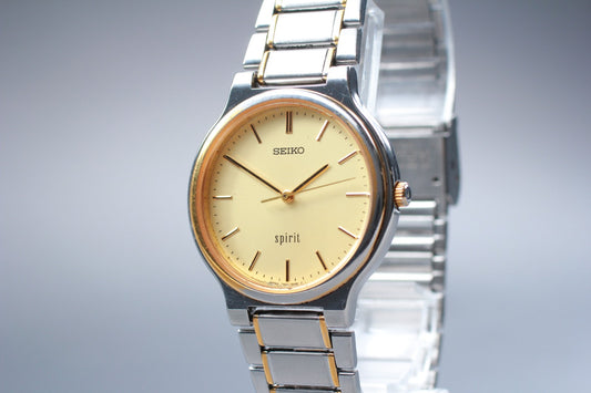 Vtg.1989 [N MINT] Seiko Spirit 7N01-6A70 34mm Bracelet Quartz Men's Watch JAPAN