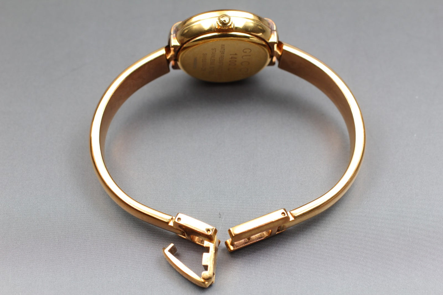 Vtg  [N MINT / New Batt] Gucci 1400L 25mm Gold Pink Sima Quartz Women's JAPAN