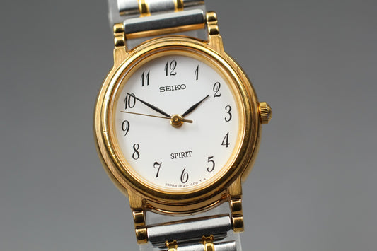 Vtg.1986 [N MINT] SEIKO SPIRIT 1F21-5B50 Oval Gold Quartz Ladies Watch JAPAN