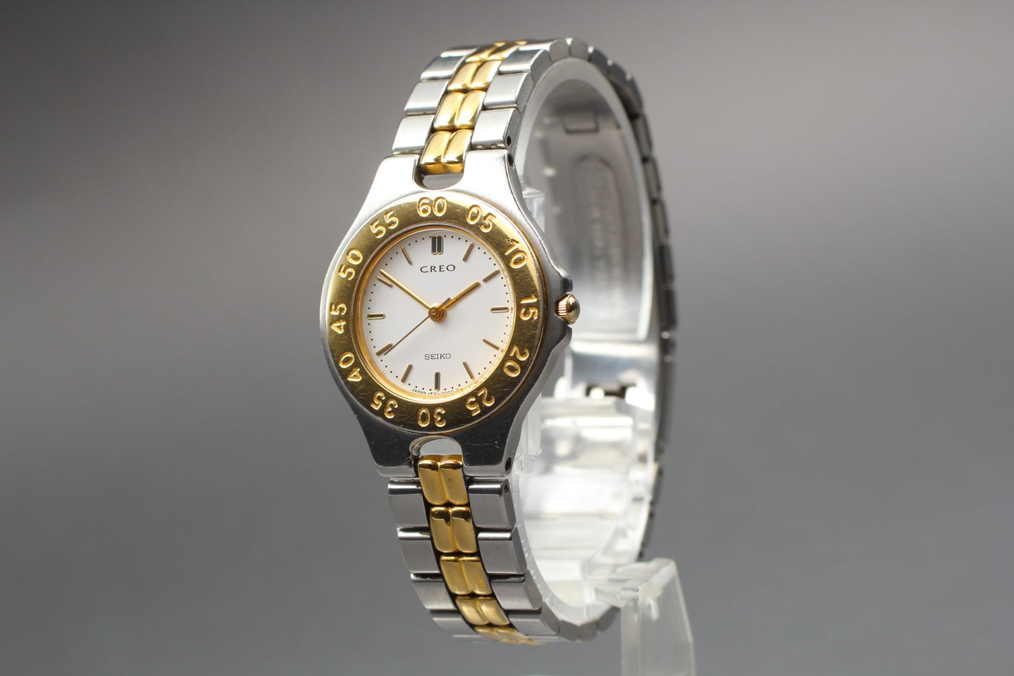 Vtg.1989 [N MINT] SEIKO CREO 1F21-0B90 Gold Bracelet Quartz Ladies Watch JAPAN