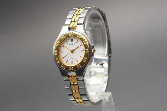 Vtg.1989 [N MINT] SEIKO CREO 1F21-0B90 Gold Bracelet Quartz Ladies Watch JAPAN