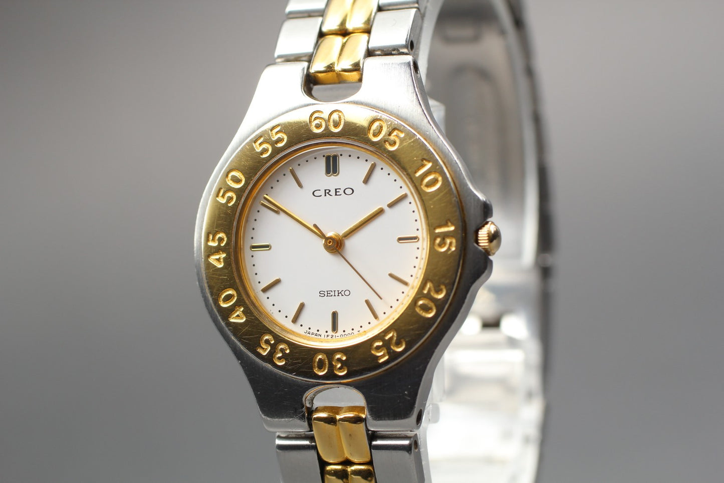 Vtg.1989 [N MINT] SEIKO CREO 1F21-0B90 Gold Bracelet Quartz Ladies Watch JAPAN