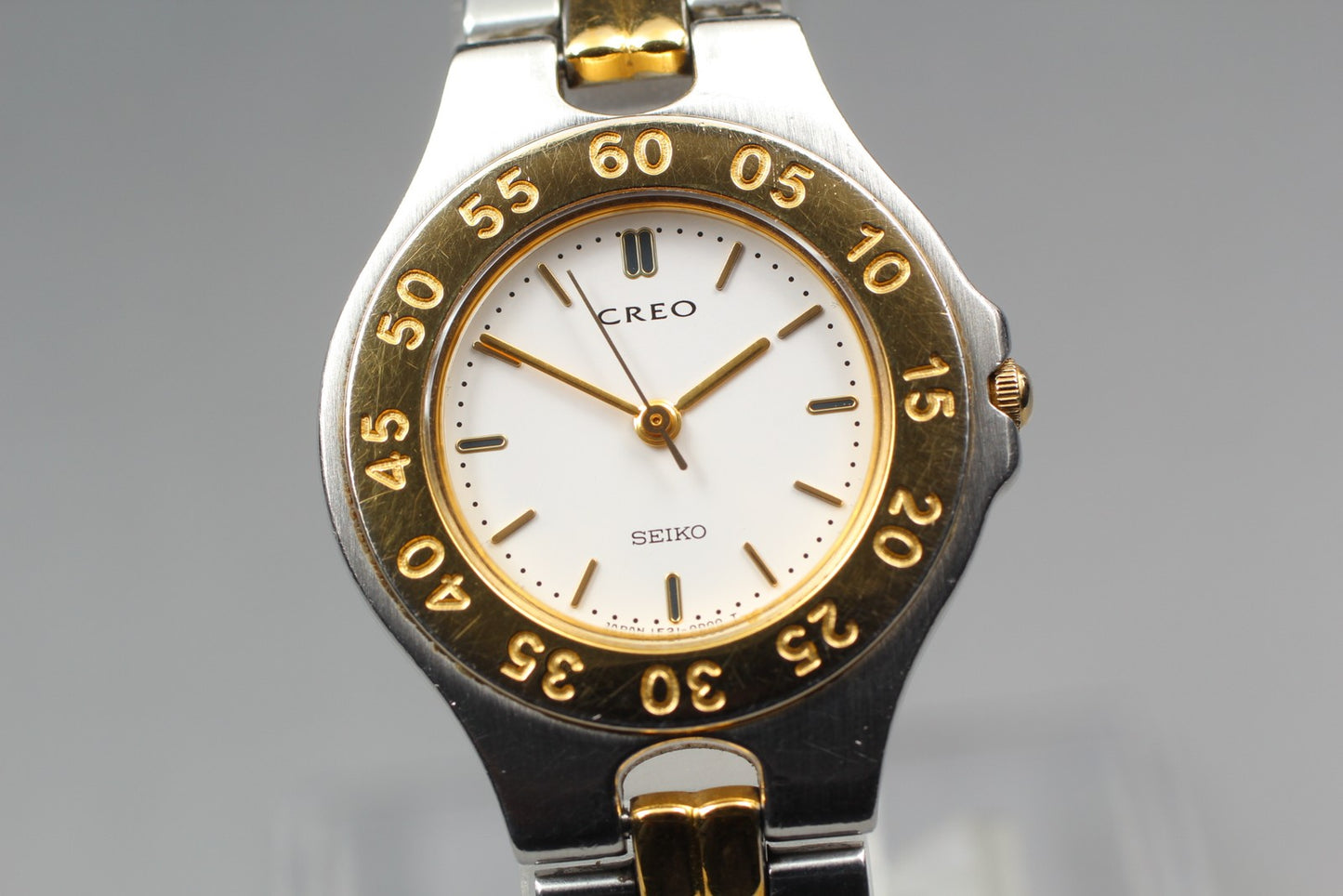 Vtg.1989 [N MINT] SEIKO CREO 1F21-0B90 Gold Bracelet Quartz Ladies Watch JAPAN