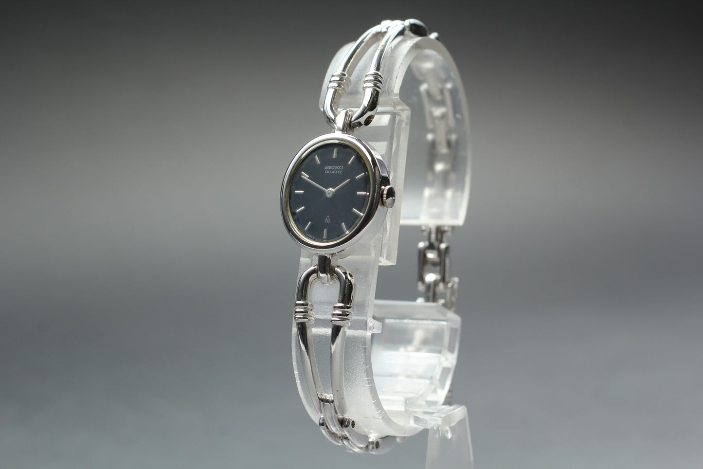 Vtg.1990[N MINT] SEIKO 1400-5180 Black Silver Bracelet Quartz Ladies Watch JAPAN