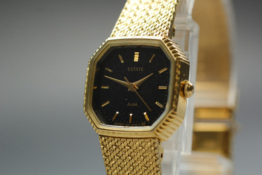 Vtg.1989 [N MINT] SEIKO ALBA ESTATE V401-5040 Bracelet Quartz Ladies Watch JAPAN